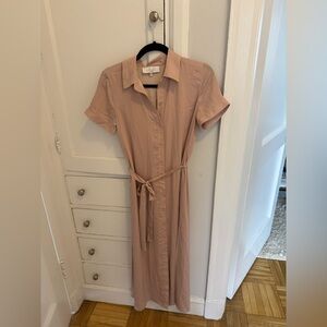 L’Academie Pink Button-Up Tie Dress